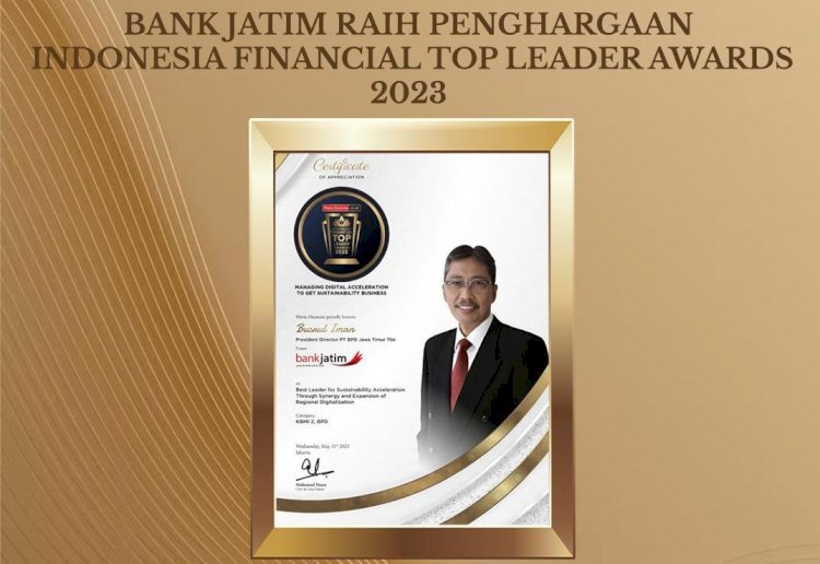 Bank Jatim Raih Penghargaan Top Leader Awards 2023